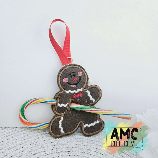 Gingerbread Candy Cane Holder Ornament