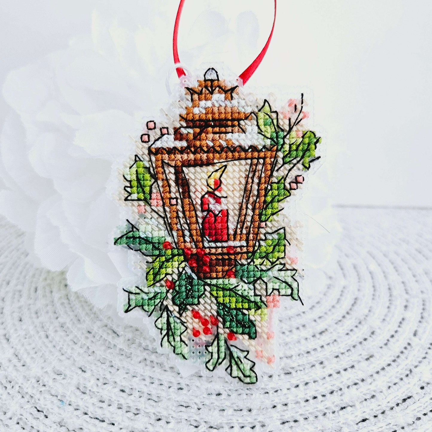 Holiday Light Post Cross-Stitch Ornament