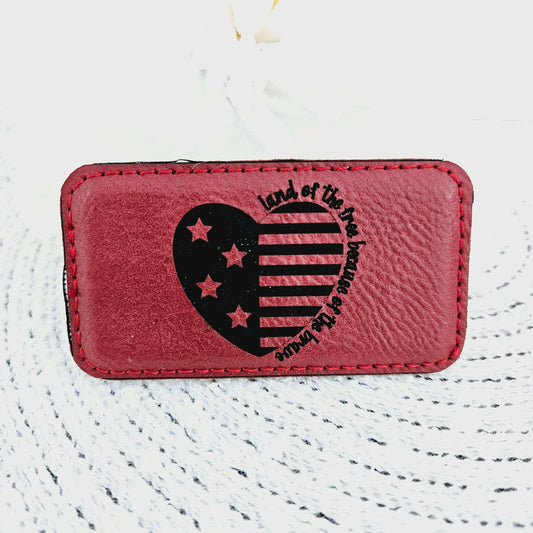 Patriotic Heart Leather Engraved Magnet