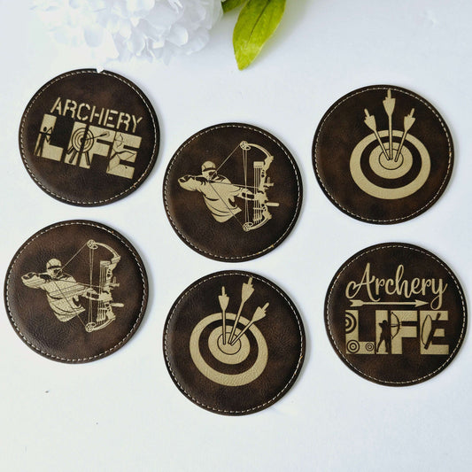 Leather Archery Coaster Set