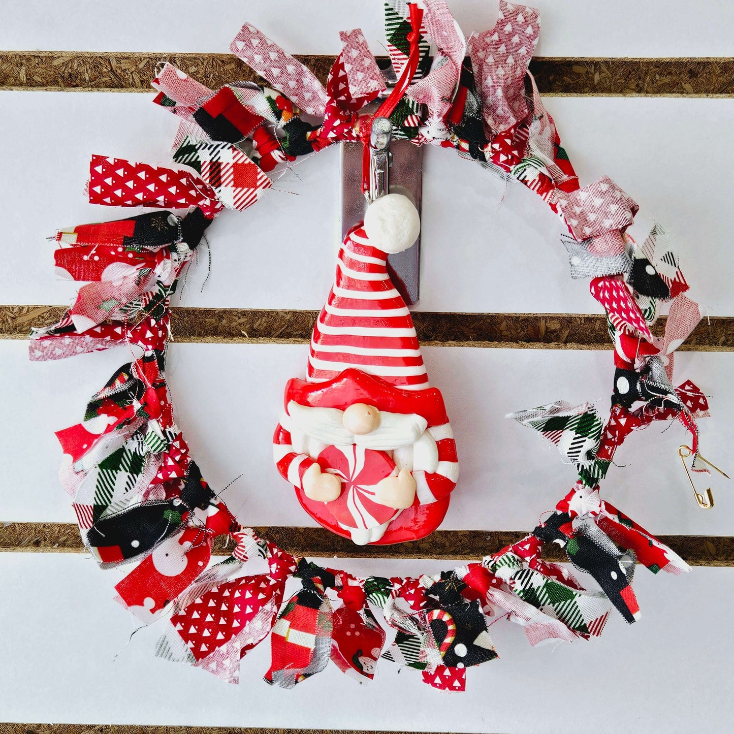 Peppermint Gnome Christmas Wreath