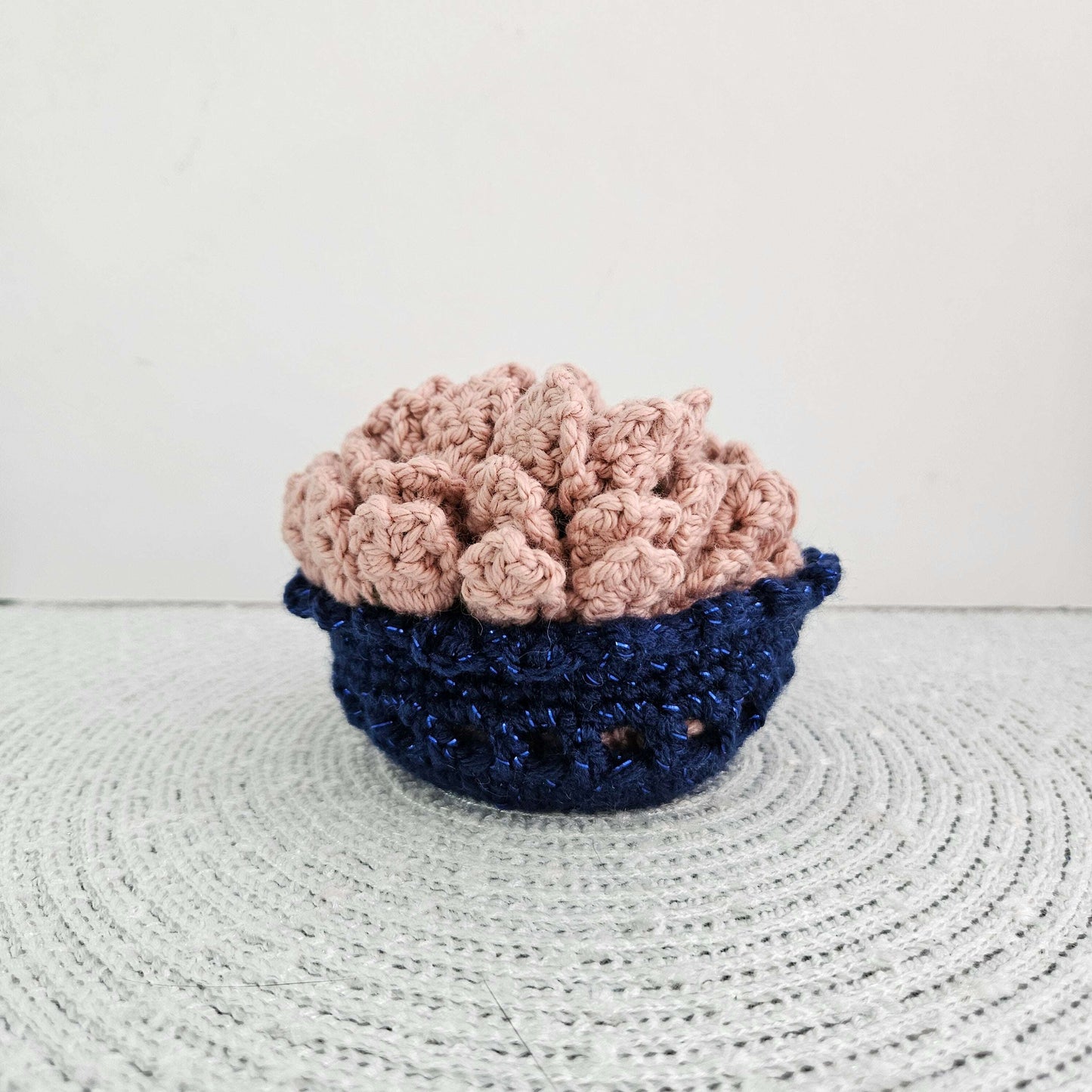 Pink Flower Coaster Set in Blue Sparkle Pot