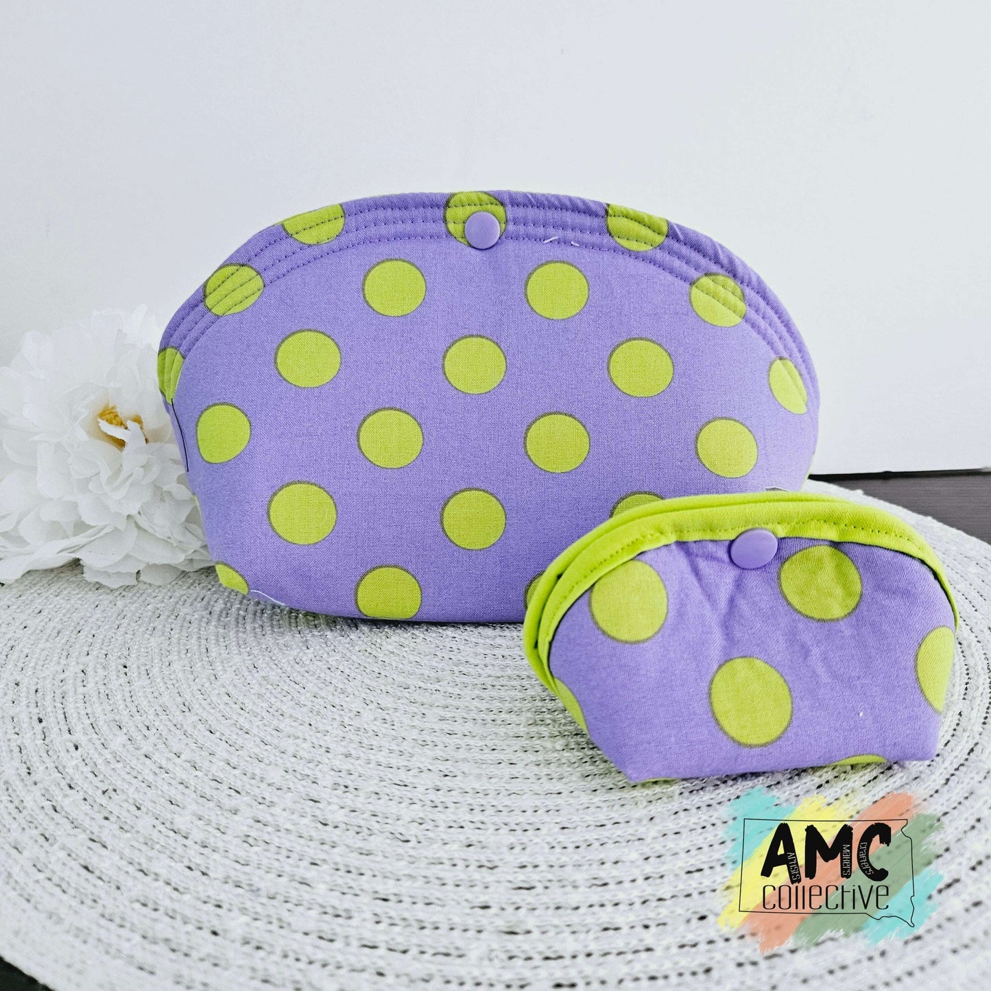 Purple/Green Dot Snap Pouches