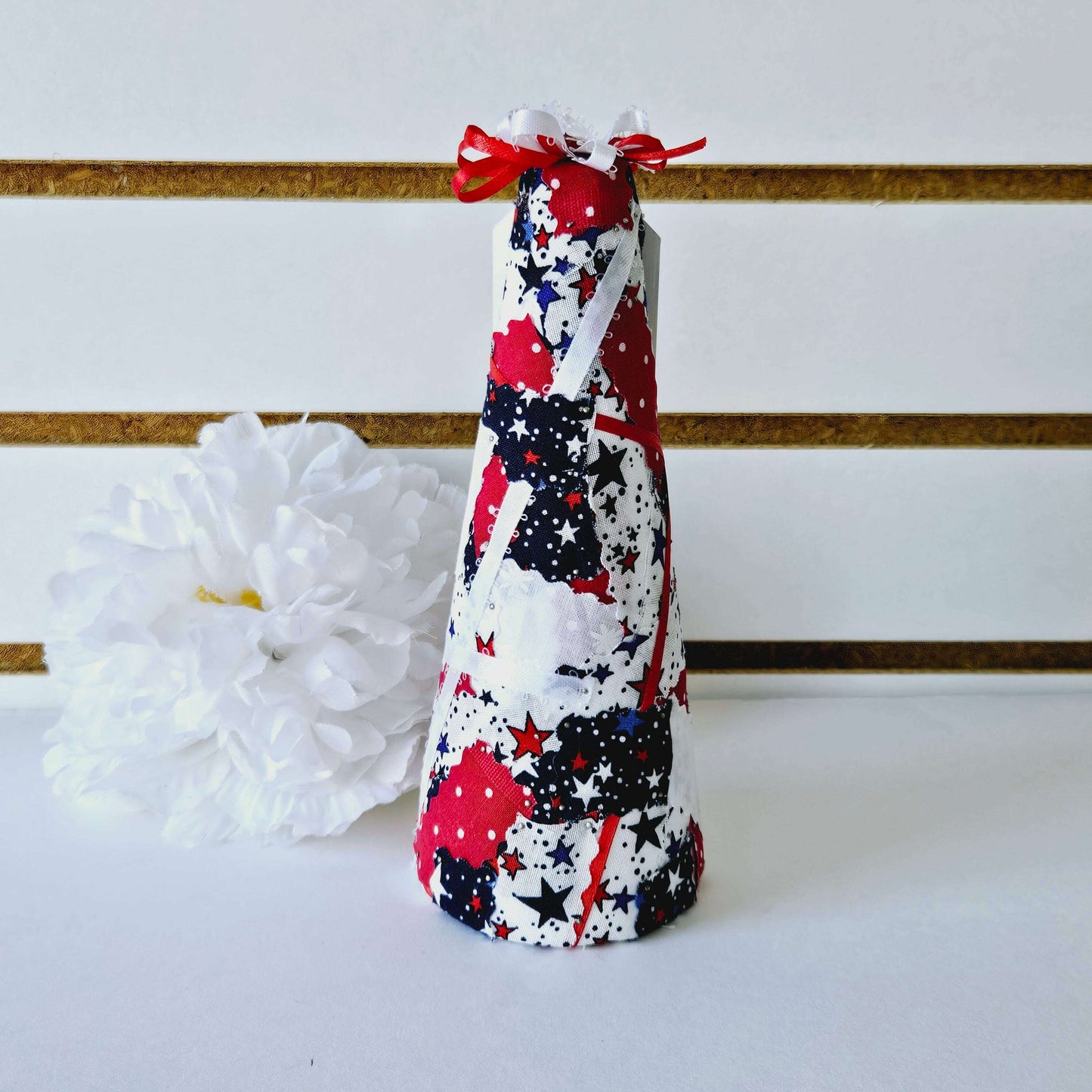 Red, White, and Blue Fabric Collage Tree