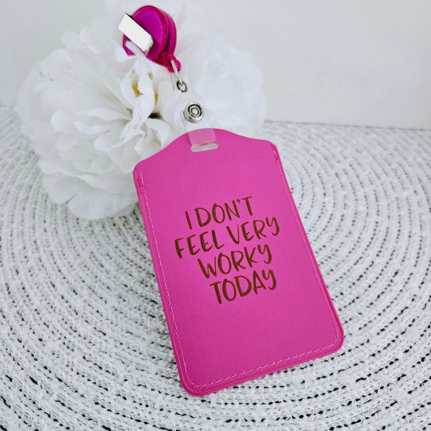 Retractable Badge Clip Pink Don't Feel Worky