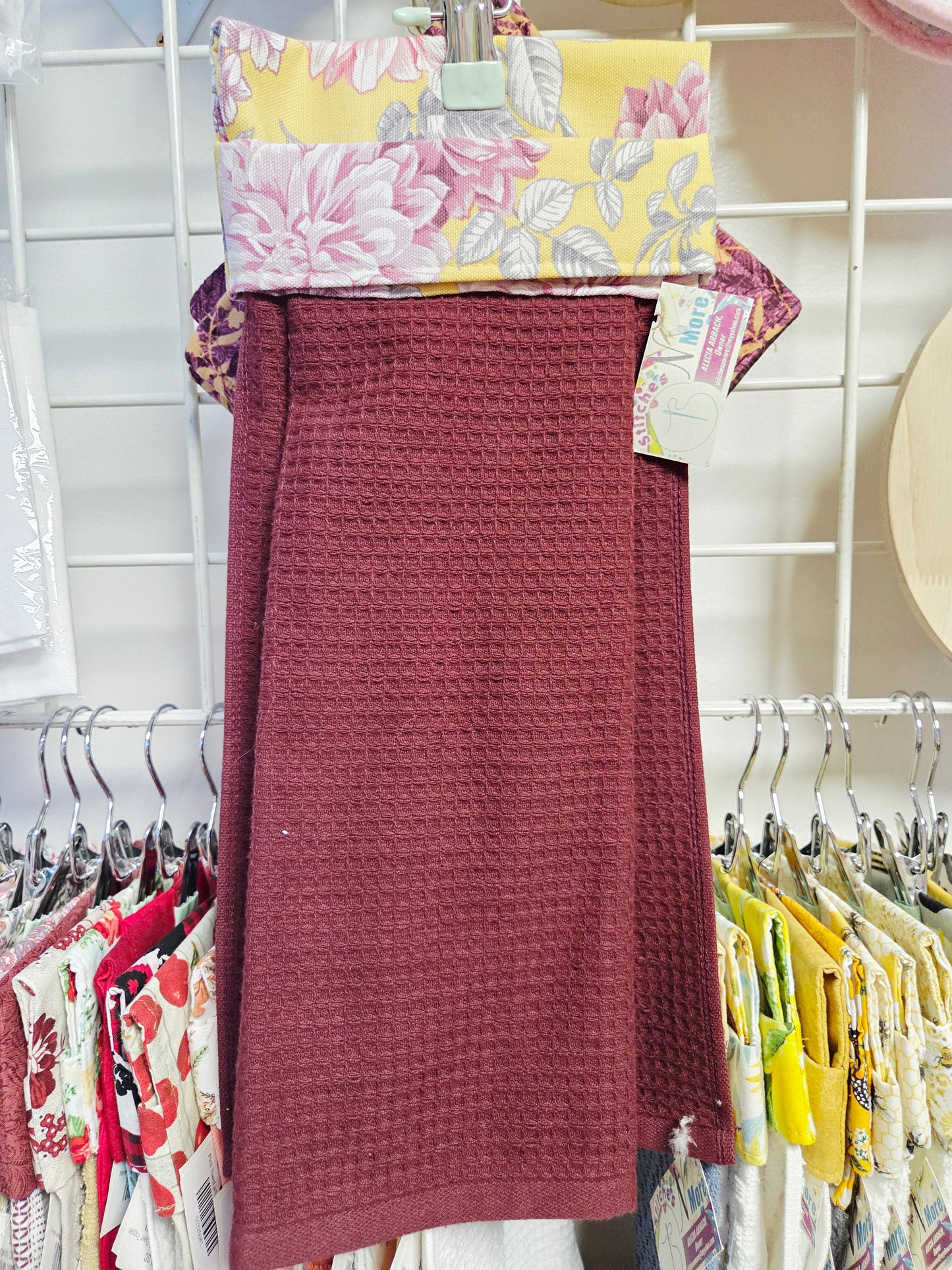 Yellow Pink Floral w/White Burgandy Stripes