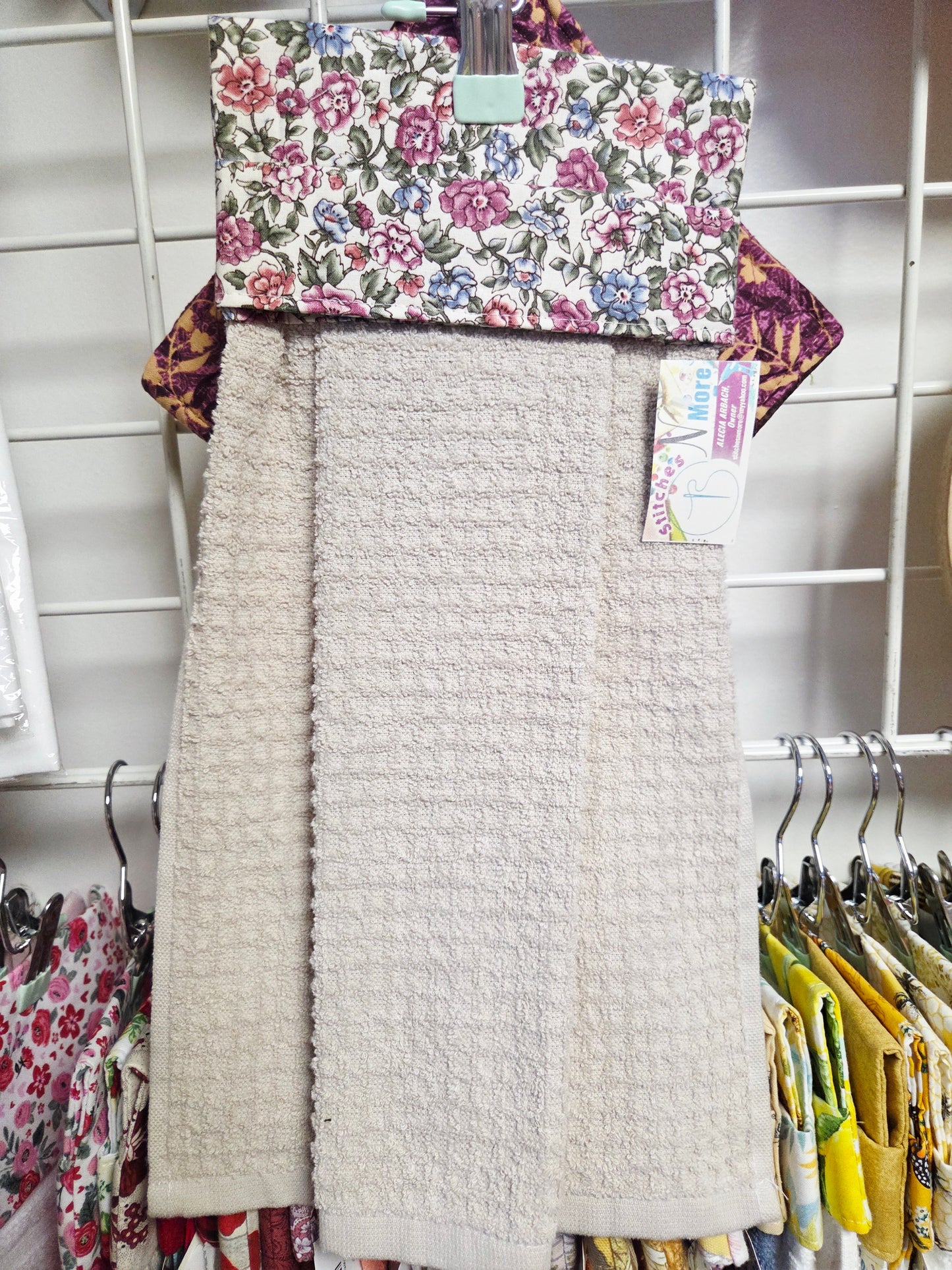 Pink/Green Floral Tan Towel