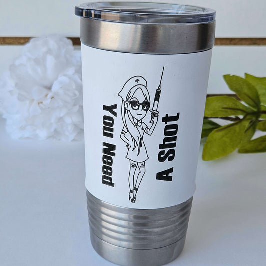 Silicone Tumbler White Nurse Shot