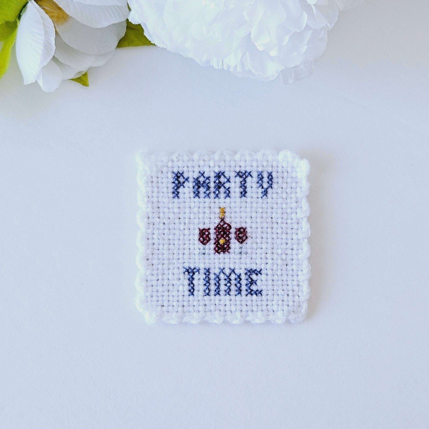 Single Embroidered Party Time Coaster
