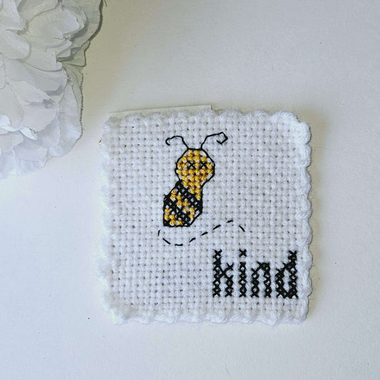 Single Embroidered Bee Kind Coaster