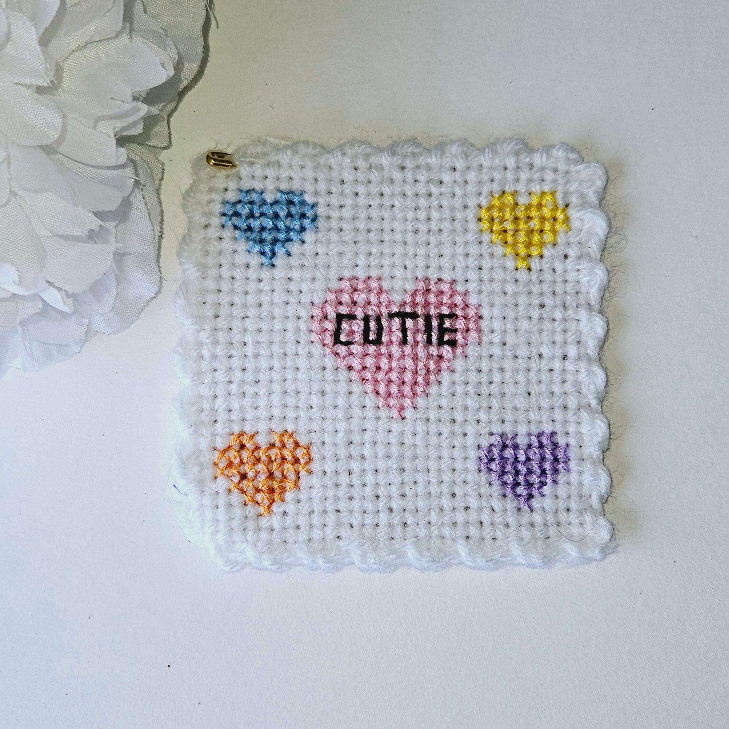 Single Embroidered Cutie/Hearts Coaster