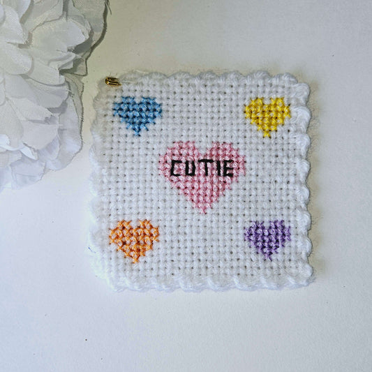 Single Embroidered Cutie/Hearts Coaster