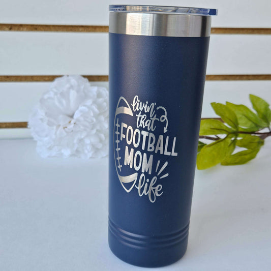 Skinny Tumbler Navy Football Mom
