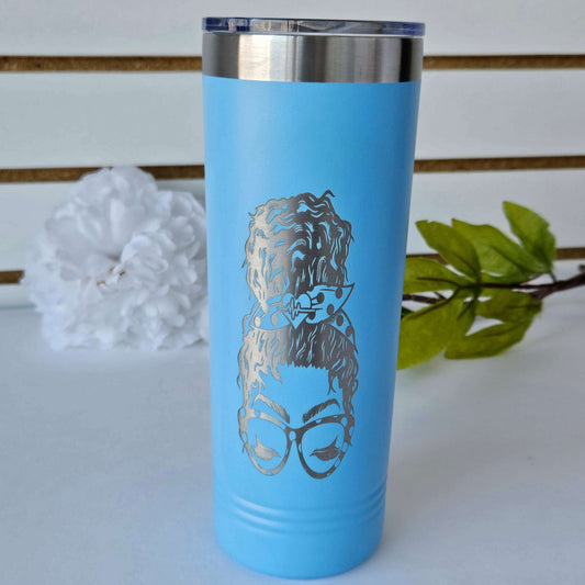Skinny Tumbler Lt Blue Nurse Messy Bun