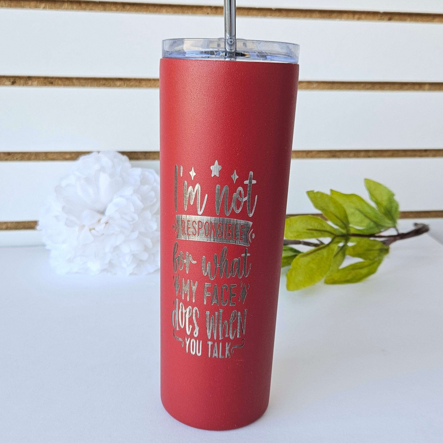 Skinny Tumbler Red w/Straw