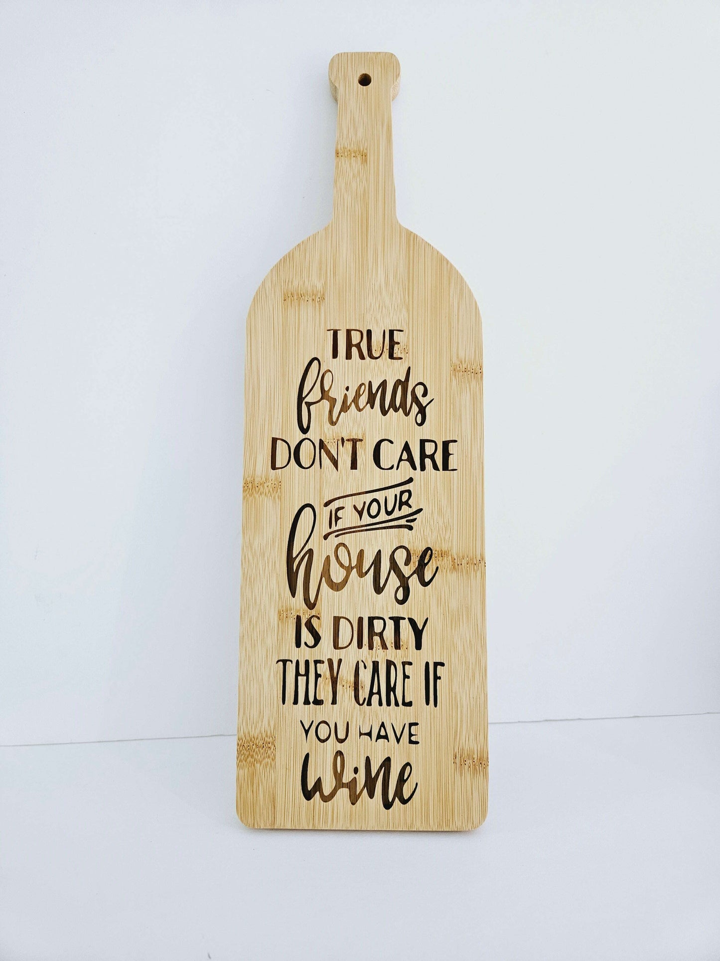 Wine Bottle Shaped Engraved Wood Sign
