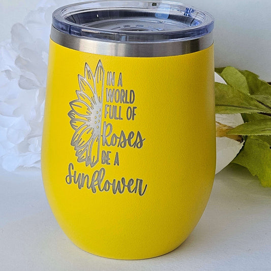 Wine Tumbler Yellow Sunflower
