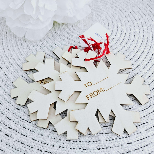 Snowflake Wood Engraved Gift Tags Set of 3