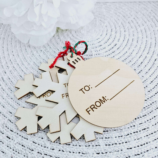 Ornament/Snowflake Wood Engraved Gift Tags Set of 3