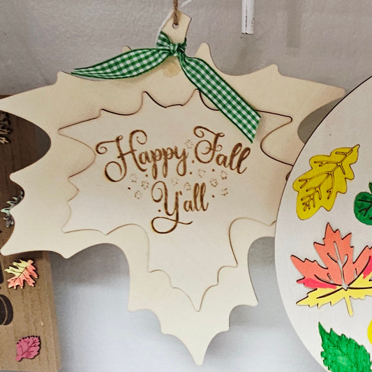 Happy Fall Yall Leaf Sign