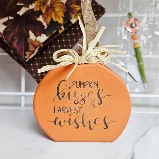 Engraved Orange Pumpkin Kisses