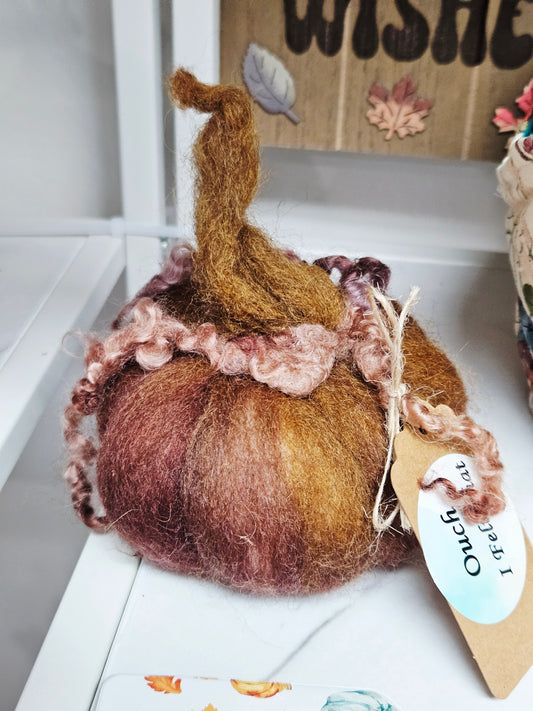 Needle Felted Brown Pumpkin