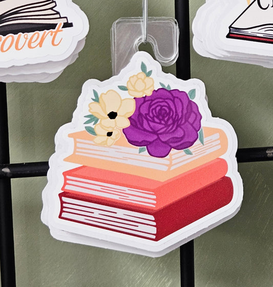 Pile of Book w/Flowers Sticker