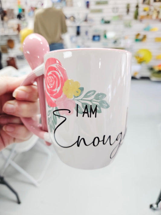 I Am Enough Hot Cocoa Mug with Spoon