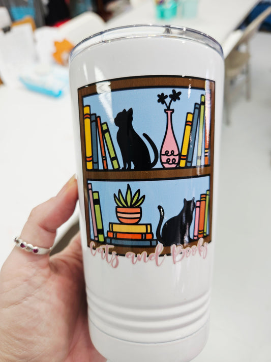 Cats and Books Tumbler - 16oz