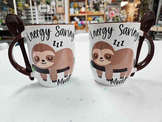 Energy Saving Mode Sloth Cocoa Mug with Spoon