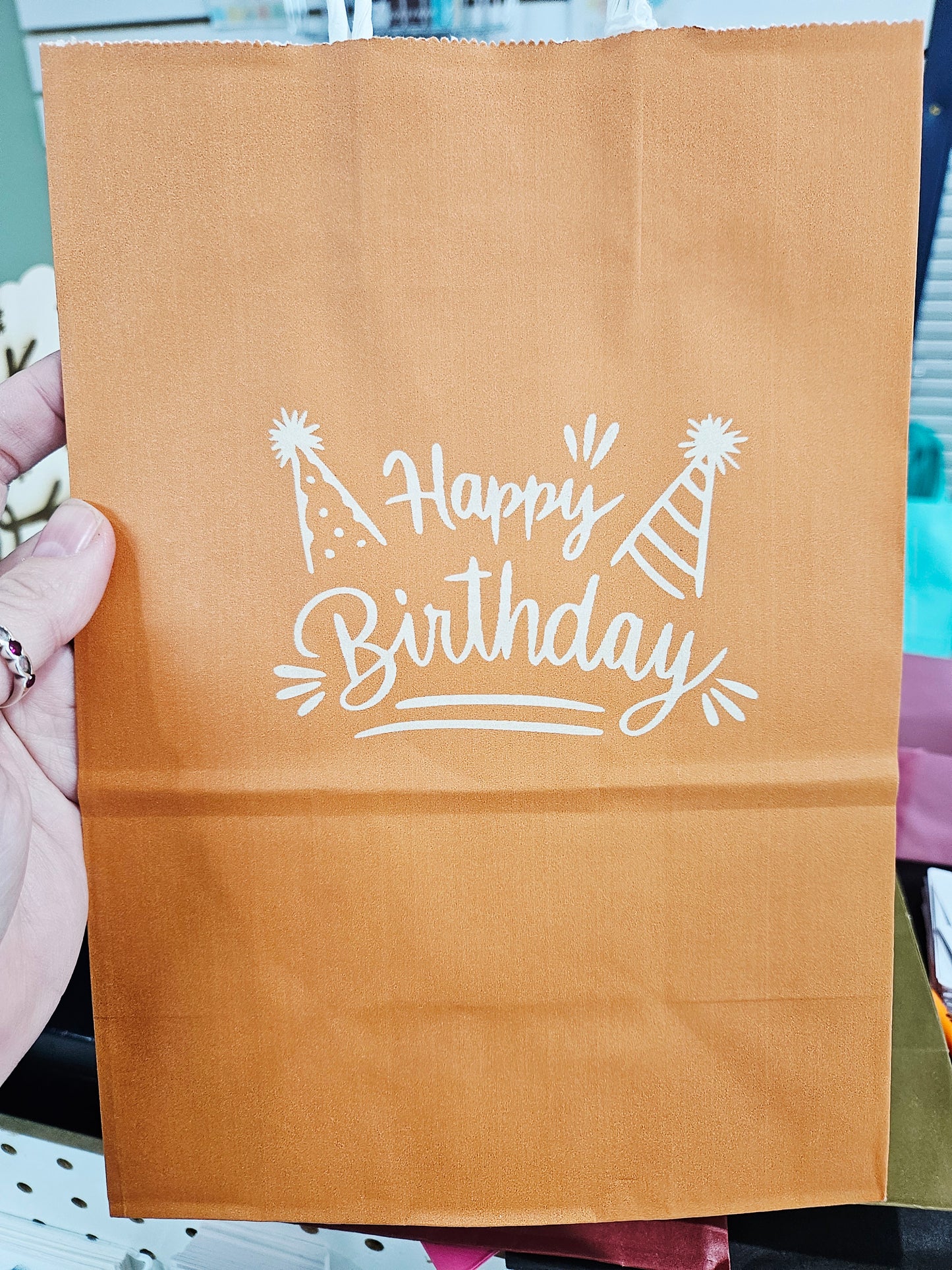 Gift Bag Medium Orange Happy Bday