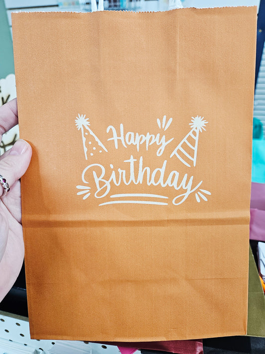 Gift Bag Medium Orange Happy Bday