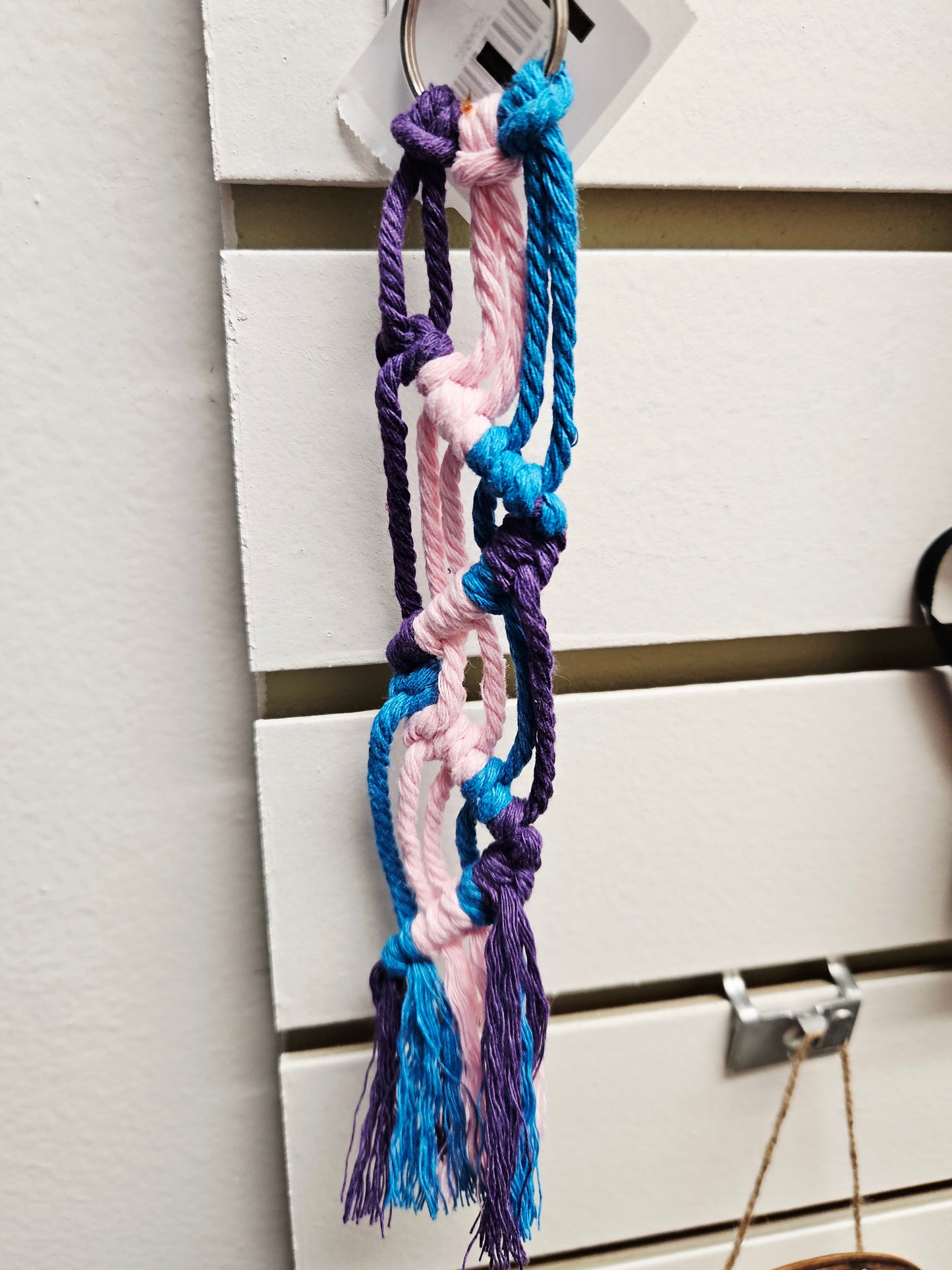 Macrame Purple Pink Blue Keychain
