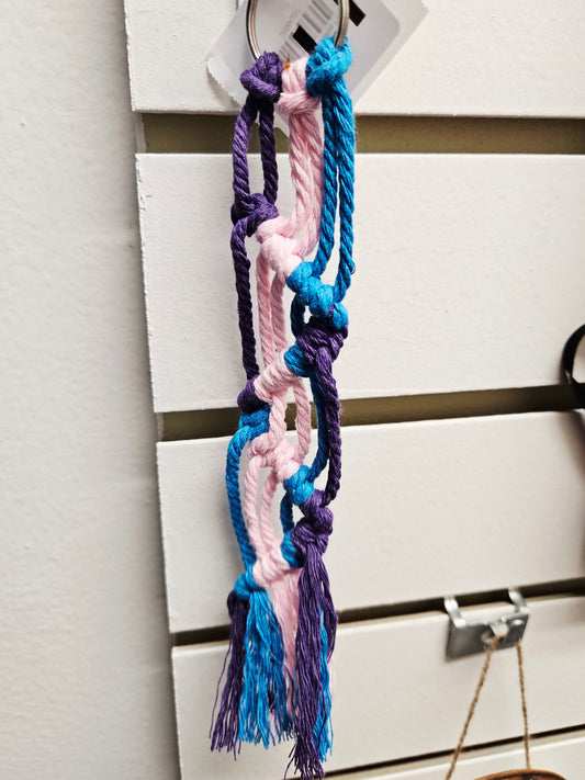 Macrame Purple Pink Blue Keychain