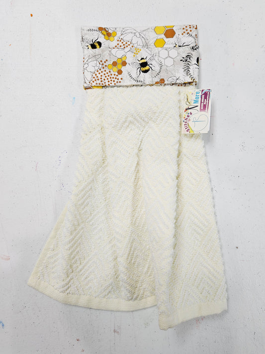 White Towel w/Bee & Flower Topper
