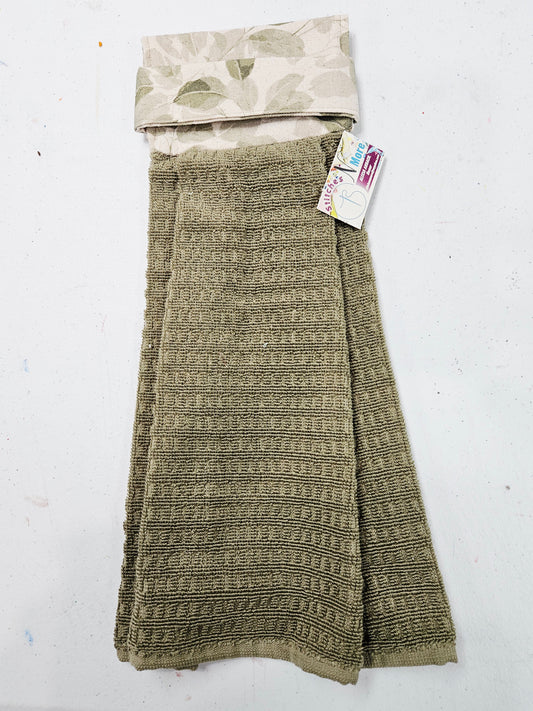 Green Towel w/Olive Green Flower Topper