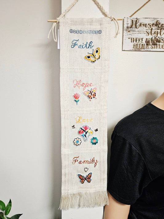 Faith Hope Love Cross Stitch Roll Wall Decor