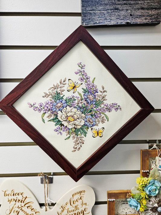 Flower and Butterfly Crosstitch Diamond