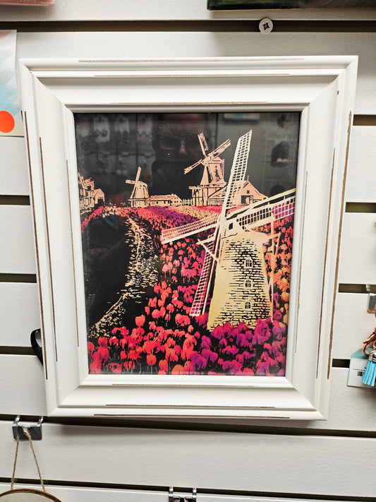 Windmill Scratch Art Framed