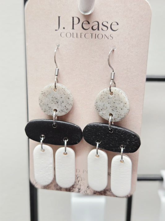 Black, White & Grey Geometric Shape Dangle Earrings