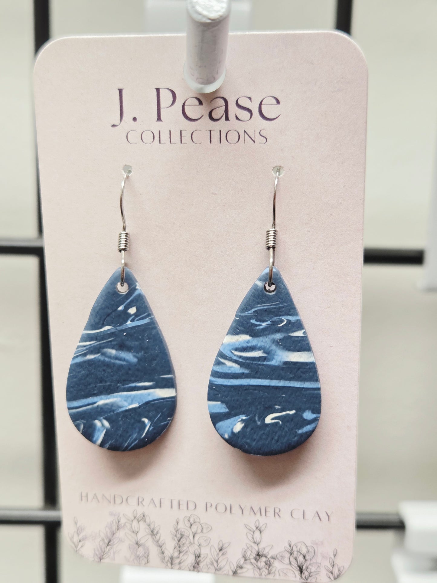 Blue & White Tear Drop Earrings