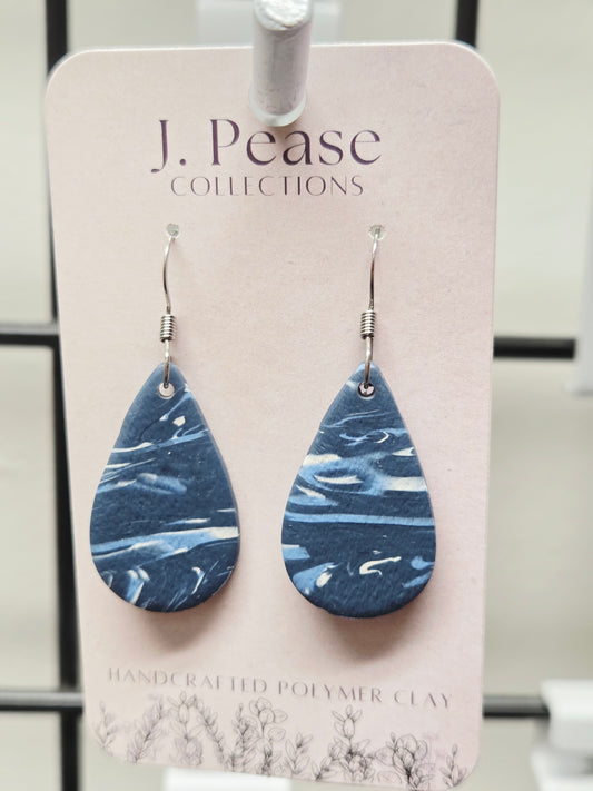 Blue & White Tear Drop Earrings