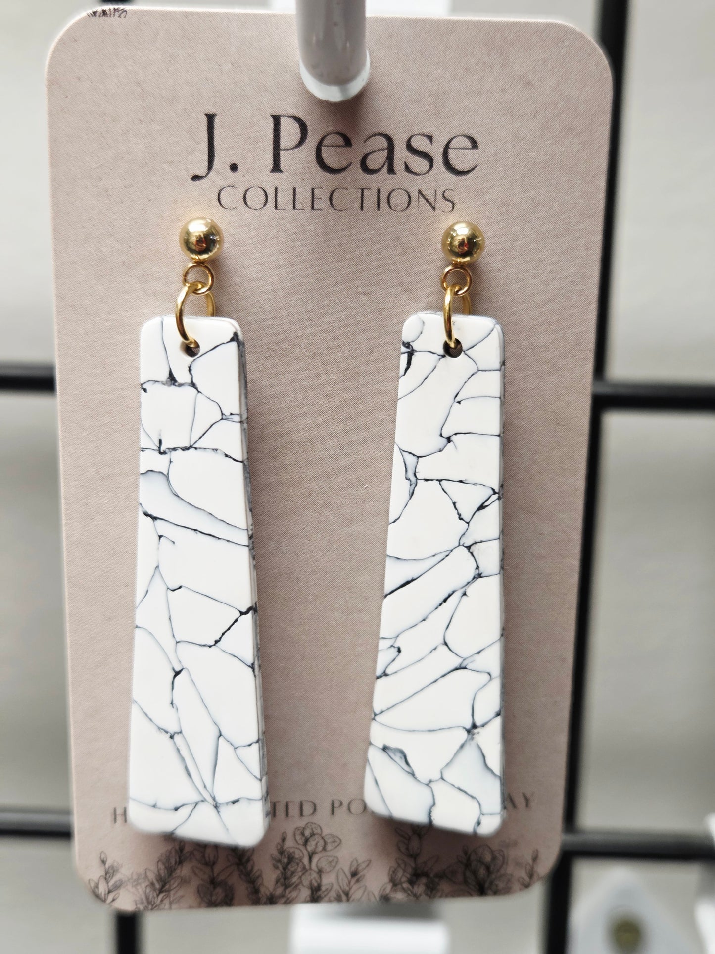 Black & White Marble Long Earrings