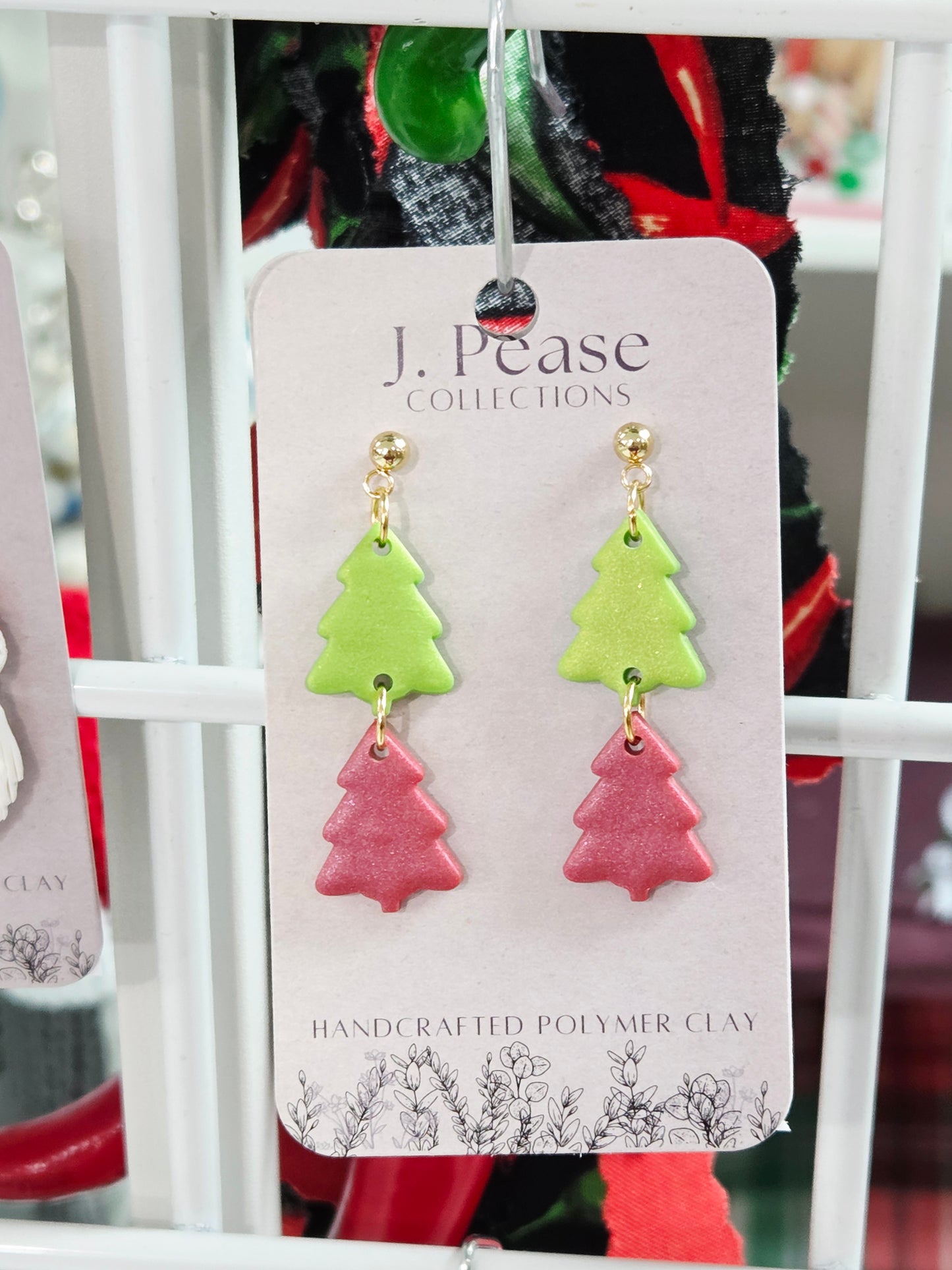 Christmas Tree Earrings Green/Red