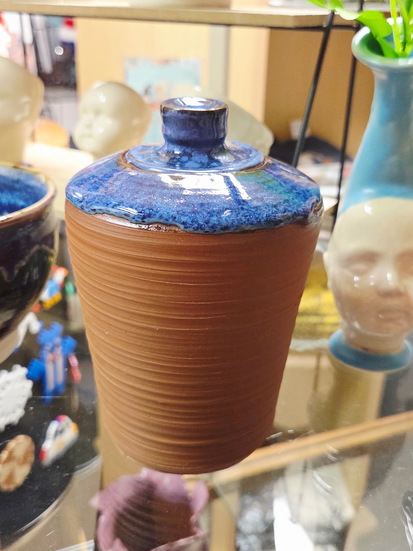 Blue Accent Lidded Jar