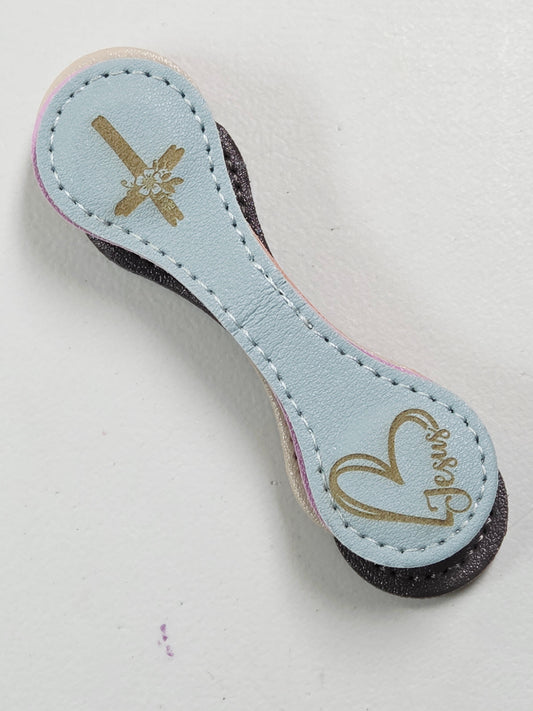 Magnetic Bookmark - Blue Jesus Heart/Cross