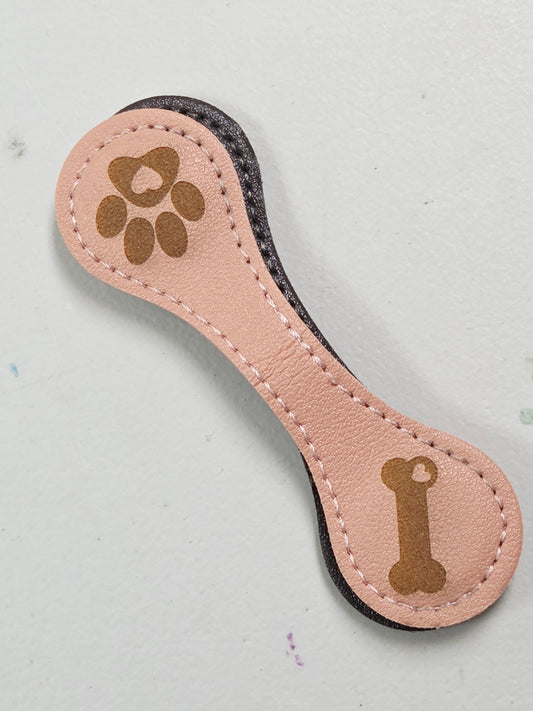 Magnetic Bookmark - Pink Dog Bone/Heart Paw