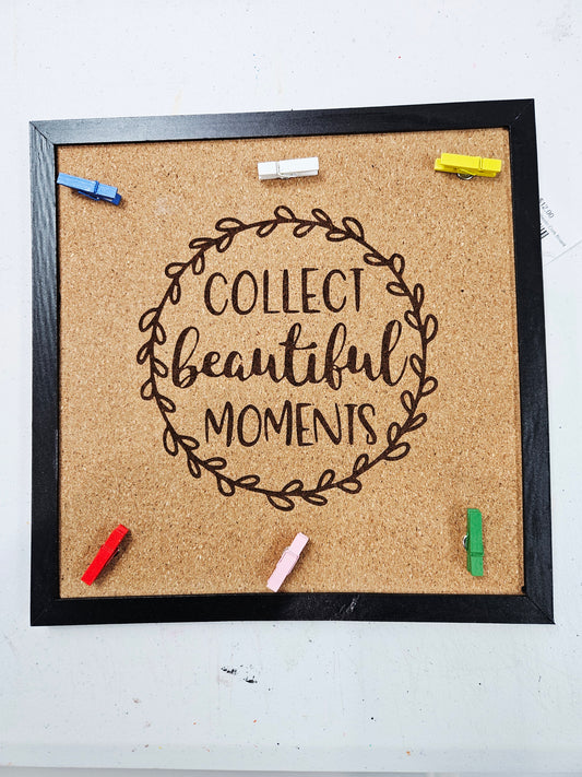 Collect Beautiful Moments Engraved Cork Board
