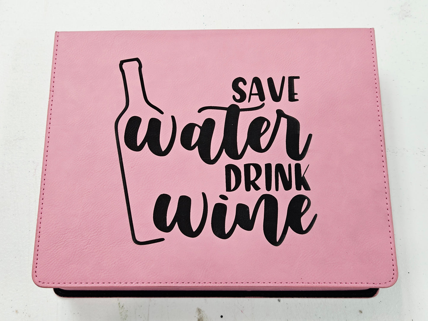 Engraved Leather Wine Opener Set Save Water