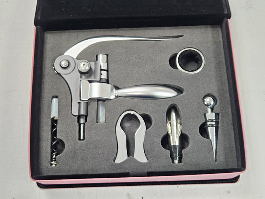 Engraved Leather Wine Opener Set Save Water